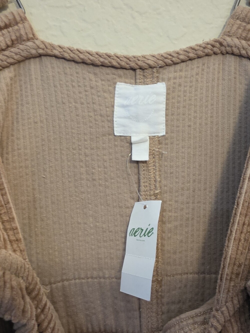 NWT Aerie Corduroy Jumpsuit Womens Small Tan Button Front Retro Style Streetwear - Picture 5 of 9
